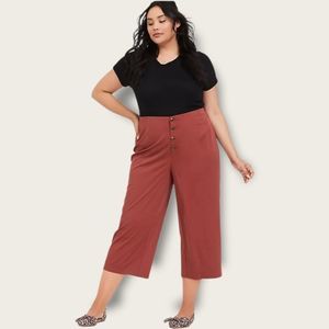 Torrid Brick Red Twill Button Fly Wide Leg Culotte Pant Size 18
